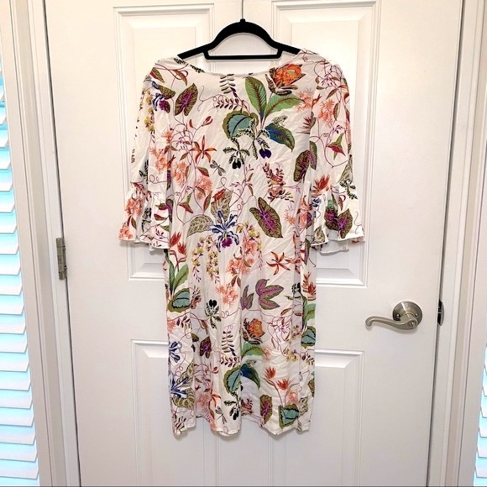 H&M White/Floral Fitted Smock Dress 🤍 Excellent Condition 🤍 Size 8